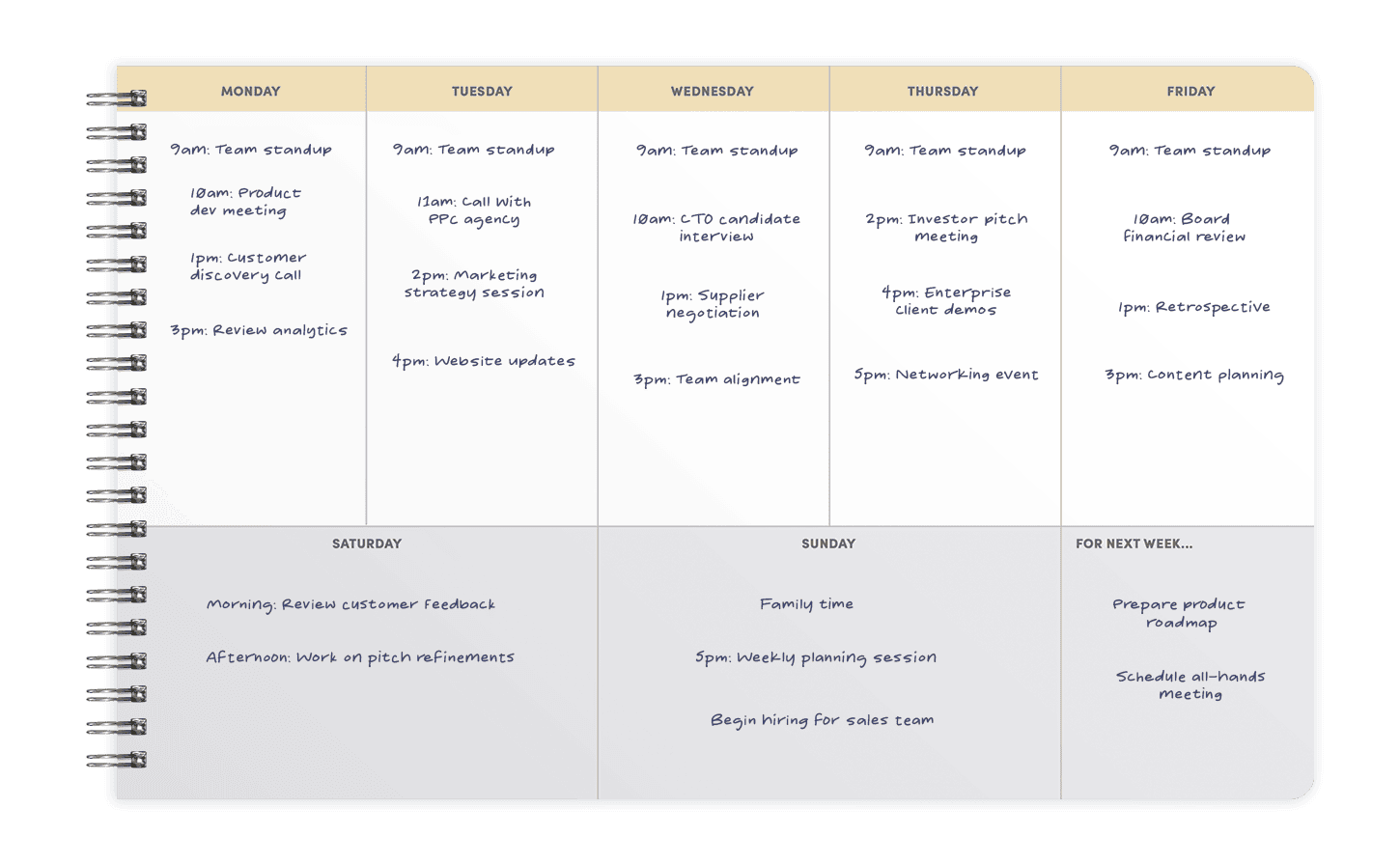 Weekly planner