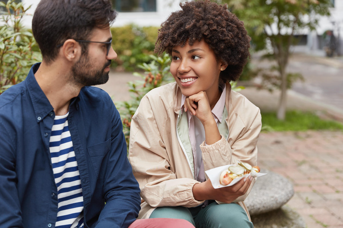Couple talking in the park