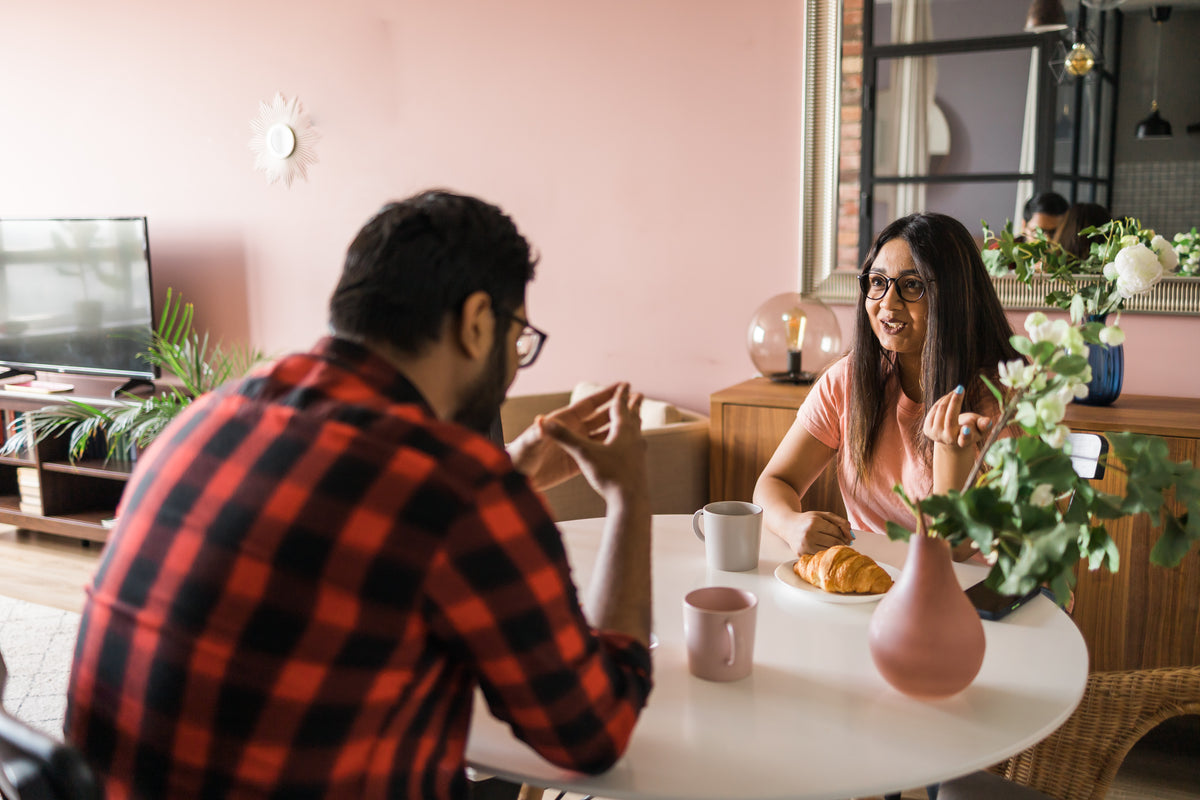 Couple talking on a date