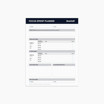 Focus Sprint Worksheet (Digital Download) Digital Download Professional Growth - BestSelf Co.