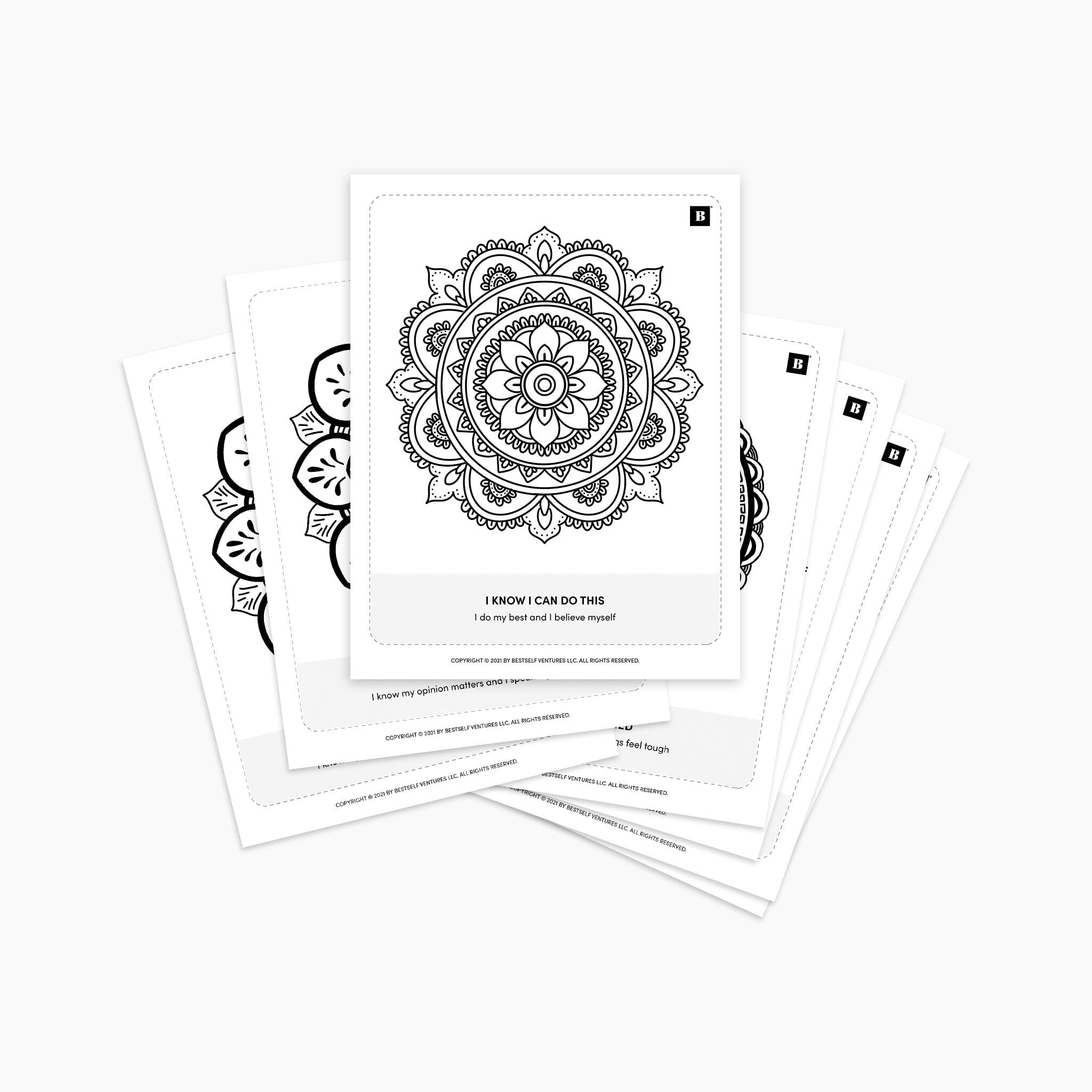 Mandalas & Affirmations. Mindfulness Coloring For Adults & Teens (Digital Download) Digital Download Personal Growth