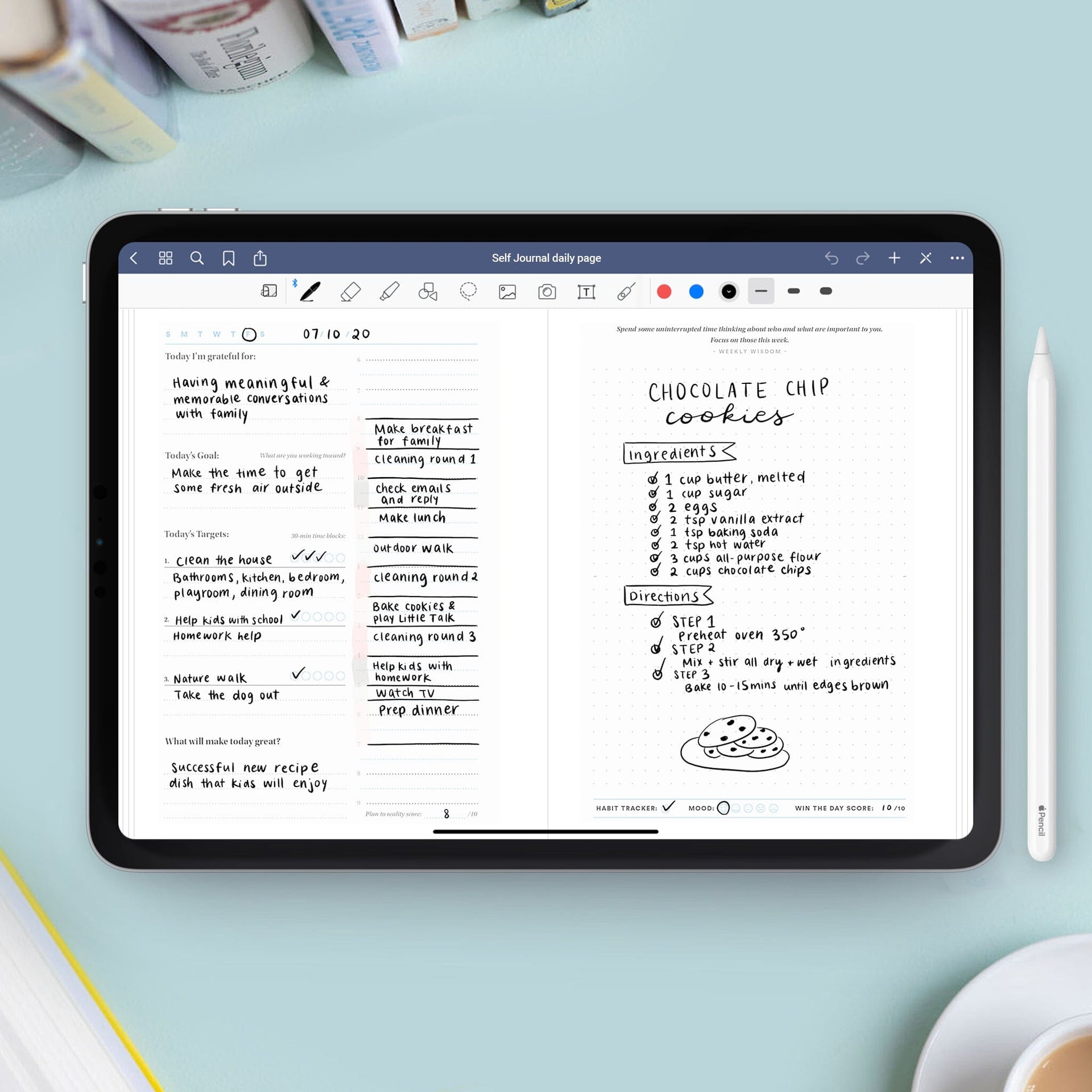 Self Journal Goodnote App Template Organize &amp; Achieve Goals 