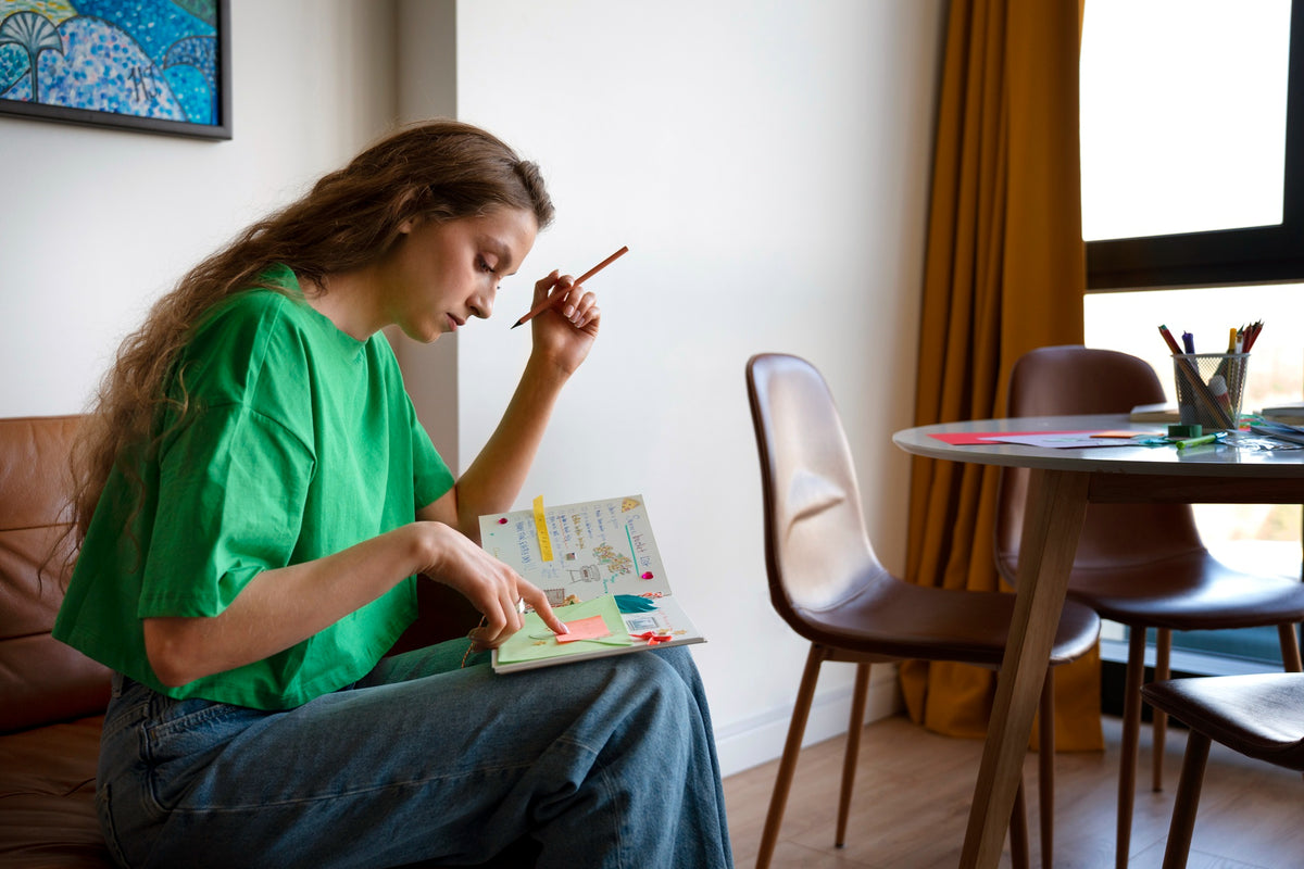 Woman planning her routine
